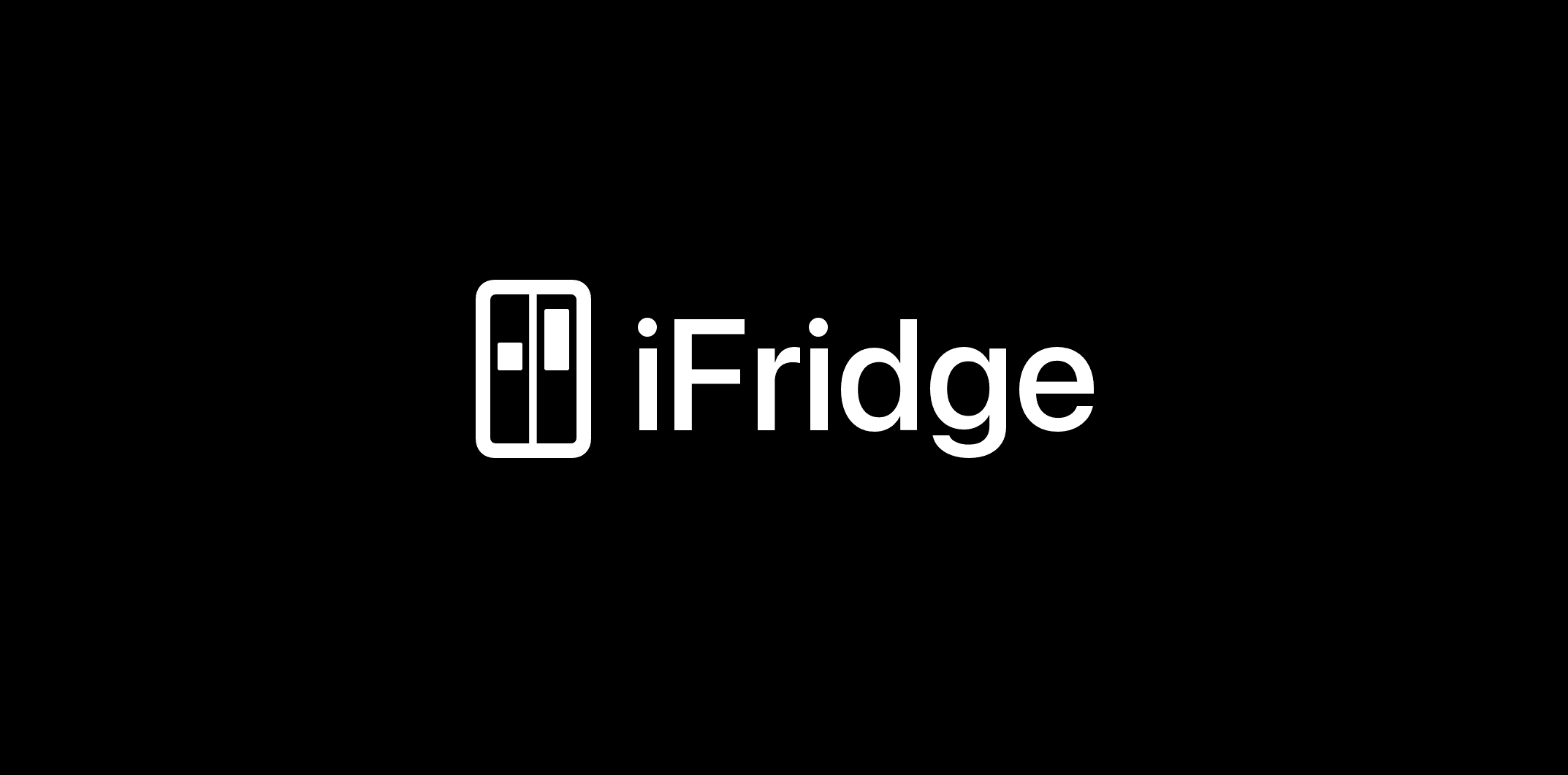 Image with black background and the iFridge brand in white