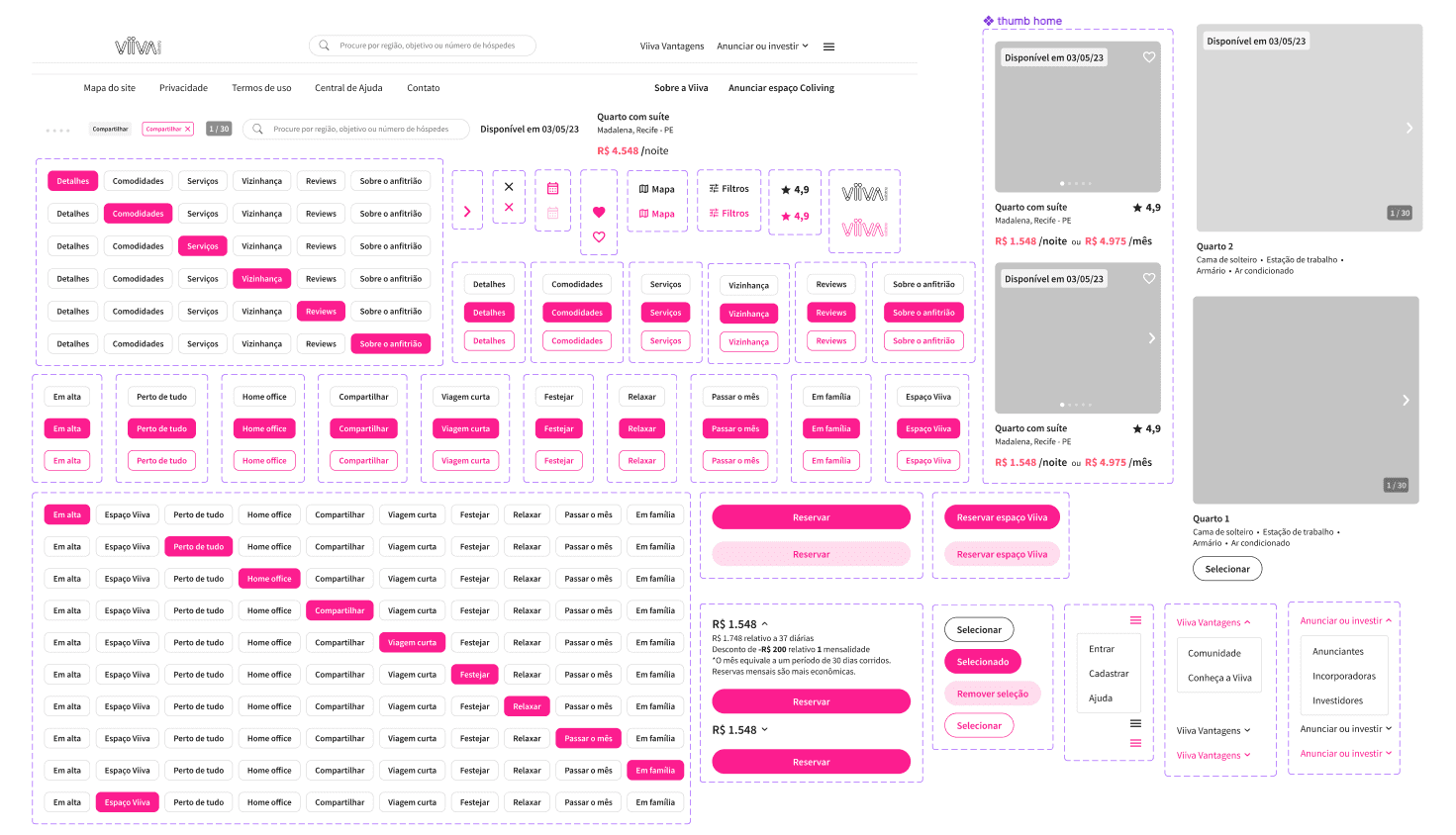 image of project style guide, with buttons and interactive areas
