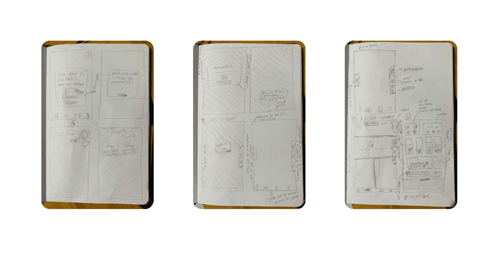 Image with drawings on sheets of paper